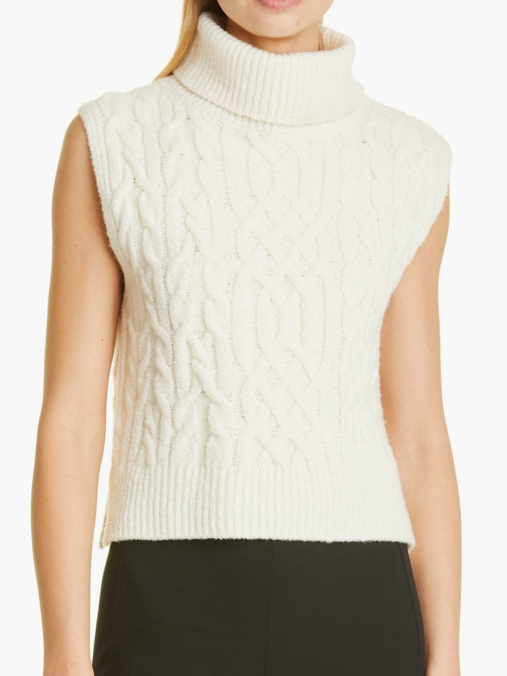 Vince Twisted Cable Turtleneck Sweater Tank